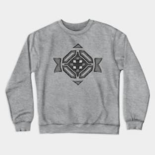 Abstract Black and White Geometric Distressed Design Crewneck Sweatshirt